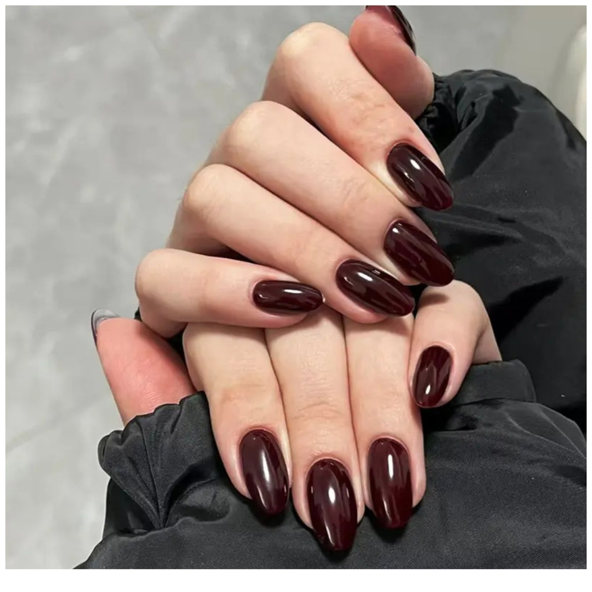 Burgundy Almond Press on Nails
